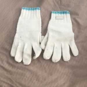 Cream with teal accents Coach gloves